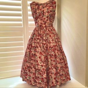 Robins egg blue and pink roses vintage full dress